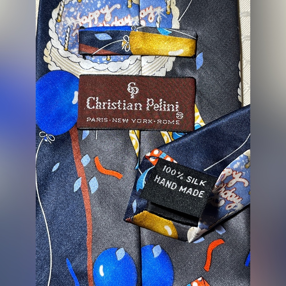 Christian Pelini 100% Silk Handmade Birthday Tie - Picture 6 of 6